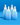 Vier blaue Flaschen INAO by essence Dewy Drop Deep Hydration Serum mit weißen Tropfern stehen vor blauem Hintergrund. Die Etiketten weisen 2% Hyaluronsäure für einen intensiven Feuchtigkeitsboost aus.